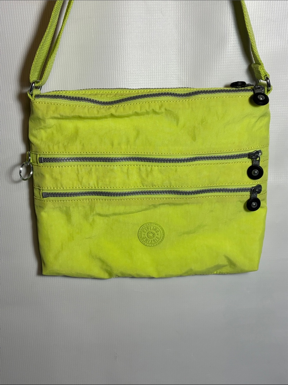 Kipling Neon Yellow/green  Nylon Crossbody Bag